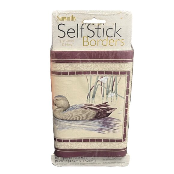 Vintage Duck Hunting Self Stick Border 5 Yards New‎  Sunworthy Dark Red Border - Picture 1 of 8